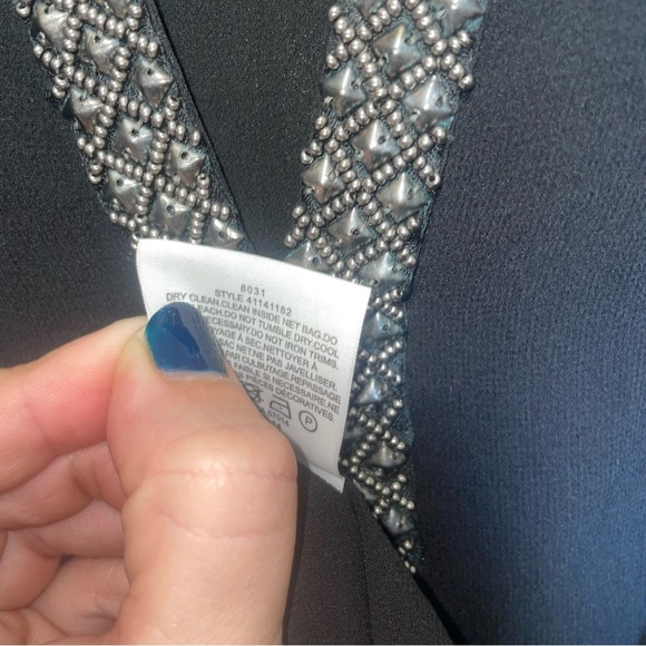 Tory Burch Black Chiffon Silk Beaded Blouse Size 4 - Picture 6 of 7